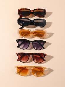 6 Pairs Personalized Retro Ultra-Lightweight Round Frame Candy Color Street Style Fashion Glasses - Multicolor - View 9