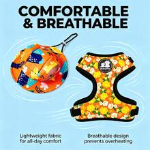 BVEOYPET 2pcs/Set: Dog Harness And Sun Hat Set, Adjustable Floral Pet Harness, Anti-Pull Design, Breathable Puppy Vest Harness + Sun Protection Hat, Suitable For Medium And Small Dogs, Outdoor Dog Walking Pet Supplies - Orange - View 8