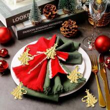 Gold Plated Christmas Tree Napkin Rings, Hotel Tabletop Decor Napkin Holders - Multicolor - View 6