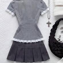 Yunuo Menswear  Blusa de manga corta con cuello de encaje a contraste, de estilo casual/laboral/fiesta/vacaciones, en cuadros azules, para mujer. Camisa a cuadros con volantes, ropa retro para mujer, camisa casual de negocios. Camisa de botones a rayas blanca y negra, camisa de trabajo para mujer. Blusas y tops para mujer, ropa de trabajo. Camisa de manga abullonada, blusa de trabajo. Blusa de vestir formal, camisas de verano elegantes y clásicas con rayas para mujer. - Rosa - Ver 3