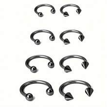 8 chiếc khuyên mũi hình chữ C bằng thép không gỉ - màu đen - Xem 1