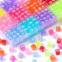 100-300pcs Acrylic Letter Beads, Colorful Bottom English Alphabet Beads, DIY Jewelry Making Materials For Necklace, Bracelet, Pendant, Accessories - Alphabet Beads - View 5