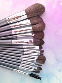 14pcs Portable Multi-Functional Makeup Brush Set, Suitable For Beginners, Makeup Brushes, Brush Set, Makeup Brush Set, Complete Makeup Kit, Makeup Brush Set, Full Makeup Tool Kit, Brush Set, Makeup Brush Set, Professional Makeup Brushes, Complete Makeup Kit - Silver - View 3