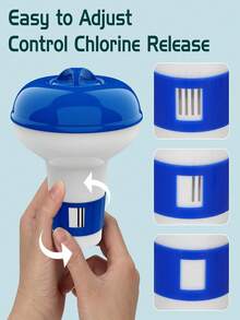 5-Inch Floating Chlorinator/Bromine Dispenser, Fits 1-Inch Chlorine Tablets, Adjustable Release Flow Floating Dispenser, Suitable For Indoor/Outdoor Swimming Pools, Hot Tubs, Blue & White, Great For Inflatable And Above-Ground Pools - Dispenser - View 2