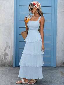xheVivid Eden Vestido de verano con volantes en el bajo para mujerxhe - Azul - Ver 6