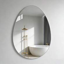 1 pieza Espejo de pared de acrílico transparente sin marco en forma de pera de alta definición para decoración de baño, adecuado para el hogar, habitación de niños, jardín de infancia, restaurante temático y baño - Plateado - Ver 7