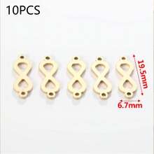 10 Pcs 304 Stainless Steel 18K Gold Plated Hollow Out Double Hole Connectors With Multiple Styles Of Infinity Symbol/Lips/Feather/Heart Paw Print, DIY Accessories For Necklace & Bracelet Making - Connector - View 12