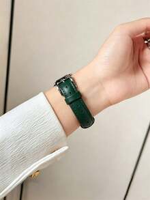 純色PU手錶錶帶，相容於Apple Watch 42mm、38mm、40mm、41mm、44mm、45mm、46mm、49mm，時尚智慧手錶替換錶帶，適用於Series Ultra2、Ultra SE2、SE 11、10、9、8、7、6、5、4、3、2、1及更多，適合女性，可用作學生返校禮物 - 墨綠色 - 查看 4