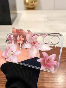 1 Piece Soft Phone Case With White Lily Flower And Butterfly, Compatible With Huawei Honor, , Galaxy A04e/12/A13/A14/A34/A50/A52/A53/A54/S21/S22/S23/S24/S25/S25Ultra, 6A/7A/8A, 12T/13T, International Version, Not Domestic Version, Spring Gift - 透明 5 - 查看 3