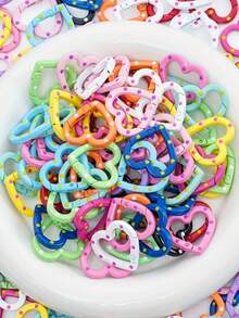 20/10 buah Gesper Cincin Hati Kartun Warna Acak yang Dapat Diatur, Cocok untuk Perhiasan, Pakaian, DIY Liburan, Aksesoris Gantungan Kunci, Lukisan Cakar Kucing - Gantungan kunci berbentuk hati - View 2