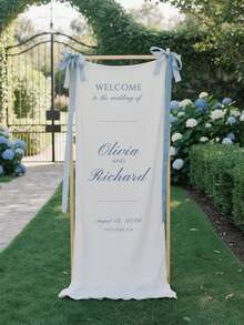 Wedding Fabric Welcome Banner, Bohemian Wedding, Bridal Shower Sign, Personalized Name, Customized Minimalist Welcome Sign, Wedding Decor - Multicolor - View 3