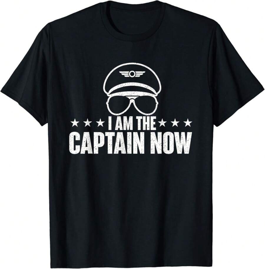 I Am The Captain Now - Airplane Aircraft Lover Airline Pilot Gift Unisex T-Shirt - Black - View 1