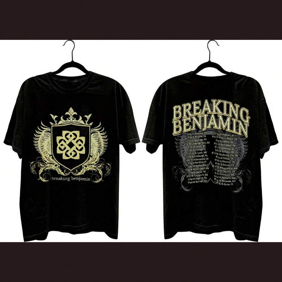 Breaking Benjamin Band 2016 Tour Black T-Shirt - 黑色 - 查看 1