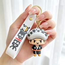 Miniso 名创优品 海贼王 特拉法尔加·罗 白色卡通 PVC 钥匙扣挂件，优质柔软 PVC 手提包配饰，金属扣背包挂件，动漫风格包包装饰，可爱行李牌挂件，日常必备钥匙扣，趣味旅行礼物收藏品 - 樣式 1 - 查看 1
