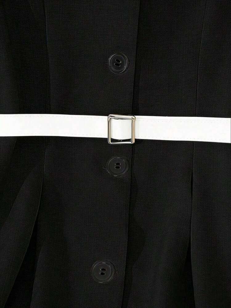 fsfvgsGlowEve Vestido midi ajustado con botones, cintura ceñida, estilo vintage elegante para mujer, color albaricoque/negro, tela de calidad, adecuado para primavera/verano y uso diariosbfb s YBL9 - Multicolor 3 - Añade 4