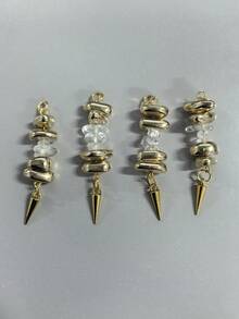1對優雅龐克哥德嘻哈金屬水鑽尖刺Huggie耳環，中性日常穿搭與派對飾品 - 查看 8