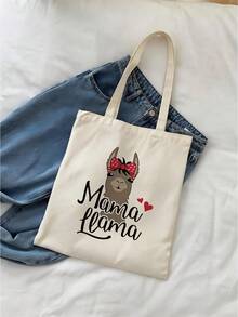 Mama Llama Tote Bag & Wallet Set, Cute White Alpaca Print Mother & Baby Bag, New Mom Hospital Delivery Diaper Bag Gift, Matching Mother & Child Handbag, Practical Mother's Gift Set School Supplies - Multicolor - View 6