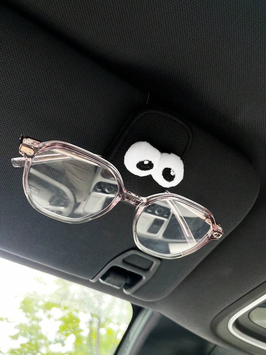 Cute Eye-Shaped Car Visor Clip Fashion Glasses Holder, Magnetic Storage Rack (Glasses Not Included) - A - View 1