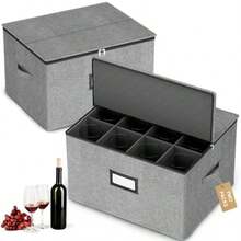 Homyfort - copas vino con divisores recipientes vidrio con carcasa dura servicio para 24 copas de vino o copa - Gris - Ver 2