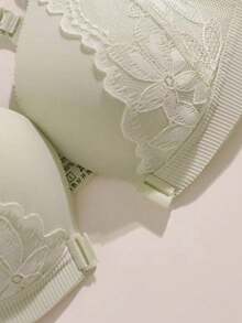 Women's Green Lightly Padded Front Closure Wireless Bra With Sexy Back Design, Suitable For Small Bust - Mint Green - View 3