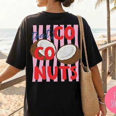 Men's TOP 1PC Summer Beach Coconut Graphic Men's T-Shirt Casual Short Sleeve Holiday Outfit