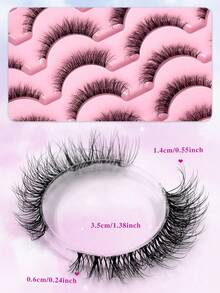 ENCHUW 14 Pairs Transparent Dense Natural Long Fluffy Soft Thin False Eyelashes Reusable Makeup Eyelashes - 黑色 - 查看 4