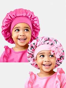 2pcs Girls Fruit Pattern Hair Bonnet - Multicolor - View 1