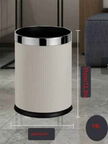 圓形垃圾桶，外層由聚氨酯皮革製成，內層由金屬製成，提供 10L 和 14L 容量，適用於居家、客廳、臥室、辦公室和浴室使用 - 彩色 - 查看 7