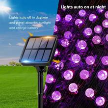 太陽能球形戶外串燈，IPX4 水晶仙女燈，100LED/50LED/20LED 太陽能花園閃爍燈 8 種模式，戶外裝飾懸掛照明燈，適用於後院、門廊、庭院、聖誕樹、陽台、婚禮、將臨節、復活節、聖誕節 - 紫色的 - 查看 2