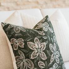 1pc Floral Decorative Throw Pillow Case, Farmhouse Cushion Cover Suitable For Sofa, Living Room, Bedroom Home Decor - Olive Green - View 9