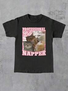 Funny  Crew Neck T-Shirt - Black - View 7
