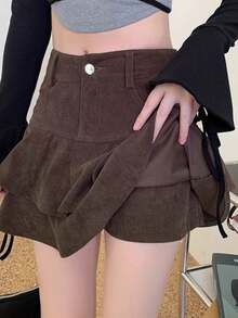 Women Skirts - Coffee Brown - View 3