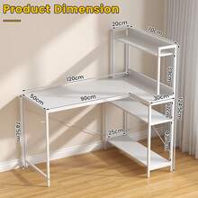 Industrial Computer Desk With Left CPU Stand, Monitor Riser & 3-Tier Shelves – 120cm Gaming Desk With Spacious MDF Top, Home Office Study Table, Writing Desk For Bedroom (Rustic Brown/Black) - White - View 4