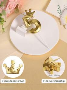 1件創意彩色皇冠數字生日蠟燭，彩色派對裝飾蠟燭 - 查看 9