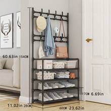 Estantería multifuncional de 4/5 niveles de hierro para zapatos y abrigos, con 8 ganchos, fácil montaje, estantería de almacenamiento resistente, mueble de entrada ahorra espacio - Multicolor - Ver 9