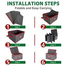 Caja de almacenamiento para copas de vino con divisores caja de almacenamiento para tallos apilable para hasta 12 vasos recipientes de vidrio para día festivo gris y rojo - Gris y rojo - Ver 7