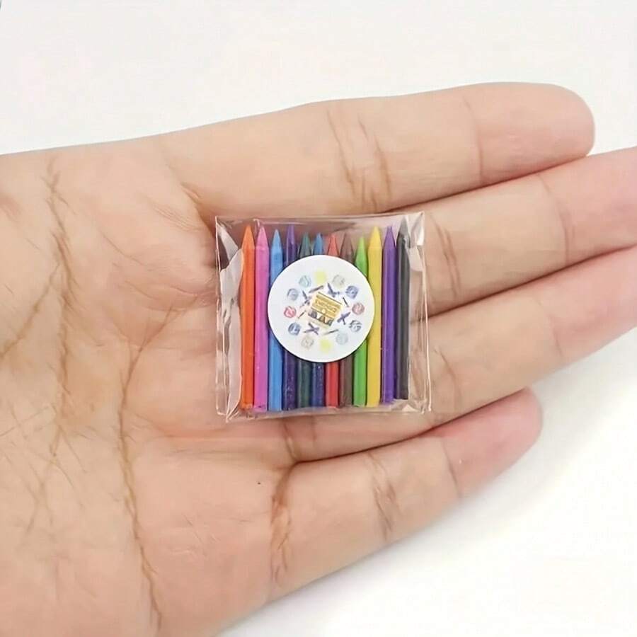 Dollhouse Mini Crayons - Realistic Painting Box, Studio Scene Painting Box, Dollhouse Decoration - Mini Crayons - View 1