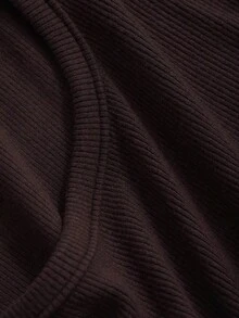 Camiseta de mujer de ajuste ceñido, cuello cuadrado, manga corta, súper corta y tipo boxy para el verano - Marrón - Ver 8