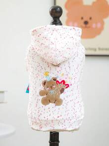 PETCIRCLE 1件宠物服装，室内外皆宜，欧美韩风，适合贵宾犬、泰迪犬、小型犬和幼犬，休闲舒适连帽衫 - Party Bear - 彩色 - 查看 11