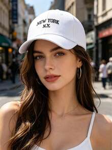 Women's Letter Embroidered Baseball Cap, Fashion Versatile, Adjustable Strap, UV Protection, Suitable As Music Festival Gift - Multicolor - View 3