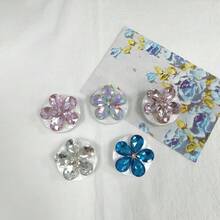 1件裝閃亮水晶花卉手機背夾,鑲鑽花形手機支架,可伸縮可折疊手機支撐架,百搭3D鑽石花卉手機背架,亮片裝飾手機飾品,送給朋友的可愛日常小禮物 - 彩色 - 查看 4