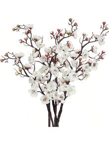 1pc/3pcs/5pcs/10pcs 23.22 Inch Bendable Artificial Silk Sakura Flower Branches With Leaves, Suitable For DIY Flower Wall, Scene Decoration, Vase Arrangement In Living Room/Bedroom, Wedding, Party, Tabletop Decor. Deciduous In Autumn/Winter - White - View 1
