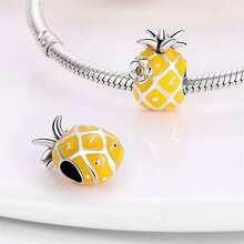 A Single Silver-Plated, Whimsical Fruit-Themed Charm Featuring Original Designs Of A Pineapple, Cherry, And Lemon. This Enamel Pendant Is Accented With Diamond-Like Elements And Can Be Worn On Either A Bracelet Or A Necklace. As A Handcrafted, Fresh, And Playful Accessory, It Exudes A Vibrant Energy, Making It Perfect For Both DIY Projects And Everyday Wear. - Multicolor - View 2
