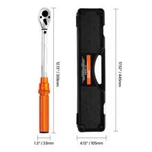 Click Torque Wrench Set, 3/8 Inch Drive, 5-60 N.M / 3.7-44.3 Lbf.Ft, Dual-Direction, 72-Tooth, ±3% High Precision, With Sockets, Bits, Extension Bar, Spark Plug Sockets, Adapter, Orange - 3/8 Inch - View 10