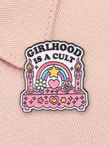 1pc "GIRLHOOD IS A CULT" Enamel Brooch, Cute Pink Heart Altar Badge, Fashion Clothing & Backpack Accessory, Best Gift For Friends - Multicolor - View 5