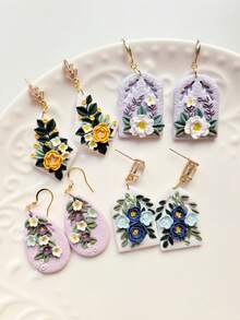 Framework With Foliage Cutting Mold Earring Making Tool, DIY Handmade Jewelry Miniature Cutter, Ceramic Mold, Minimalist Embossing Tool, High Precision Polymer Clay Or Modeling Clay Mold - Frame - View 9