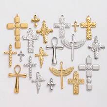1pc Fashionable Punk Style 304 Stainless Steel Vacuum Electroplated Cross Pendant, Durable Cross Charm Suitable For Bag Decoration, DIY Jewelry Making, Necklace, Bracelet, Earrings - Picture - View 3