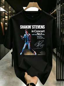 NEW Style Shakin' Stevens In Concert No. 1 Hits T-Shirt Size S4XL - Black - View 1