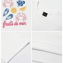 Women's T-Shirt The Seafood Picnic Short Sleeve Crew Neck Casua Suitable For Spring And Summer - White - View 4