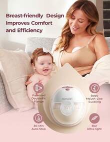 Momcozy M5 Smart Electric Breast Pump, App-Controlled, Hands-Free, 3 Modes & 9 Levels - 紅色1件 - 查看 4